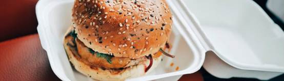Fast food container with a burger