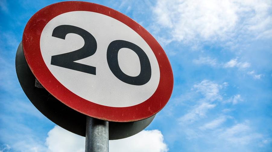 A 20mph sign on a pole

Description automatically generated with low confidence