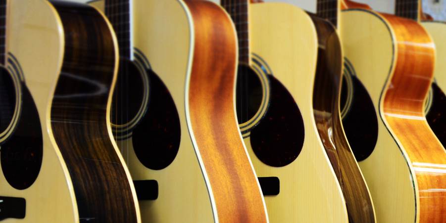 Close-up of several guitars

AI-generated content may be incorrect.