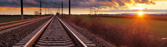 Train tracks running towards the horizon
